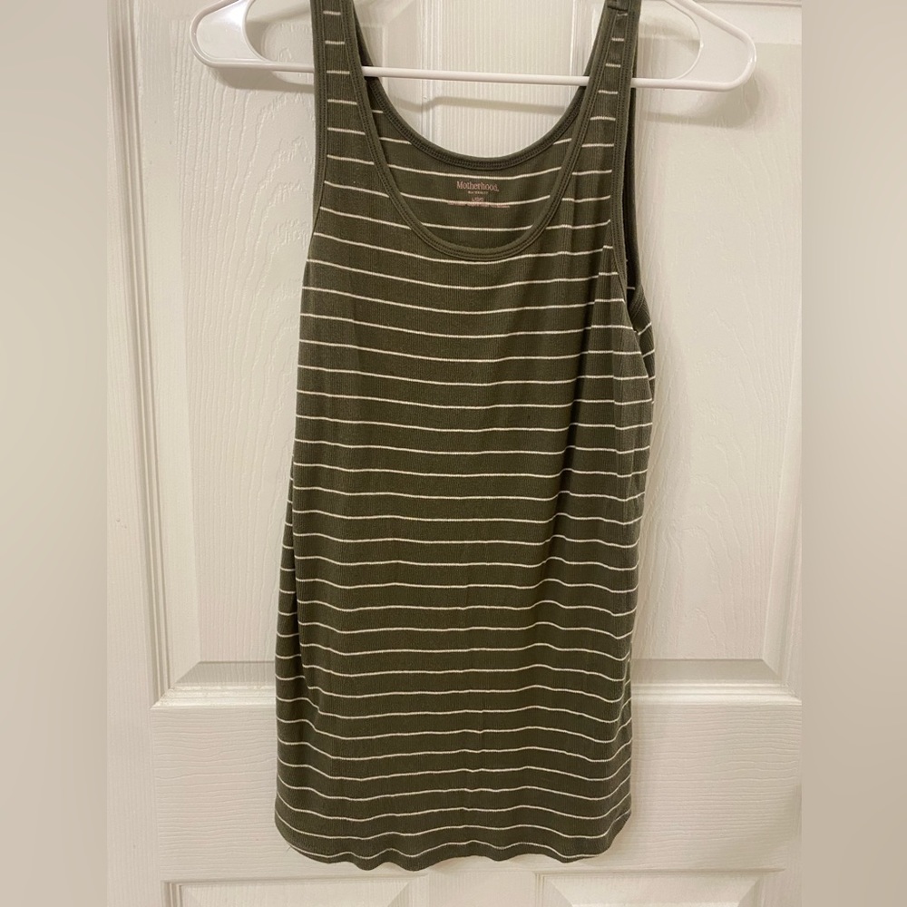 Motherhood maternity green and white tank top.